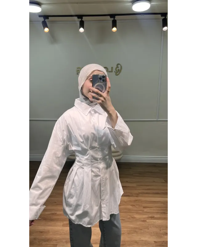 White Pleated Shirt