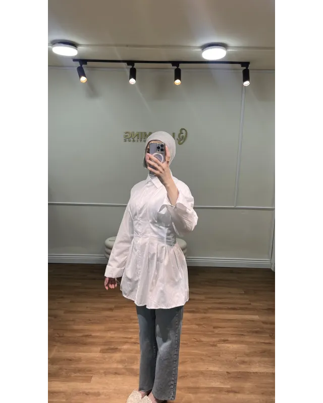 White Pleated Shirt