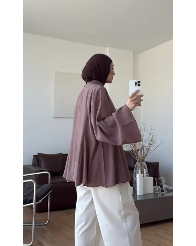 Light Brown Modal Ruffle Blouse