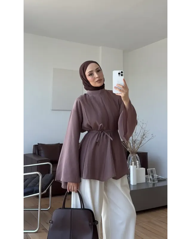 Light Brown Modal Ruffle Blouse