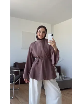 Light Brown Modal Ruffle Blouse