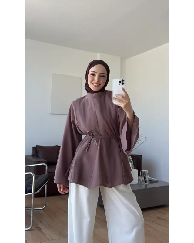 Light Brown Modal Ruffle Blouse