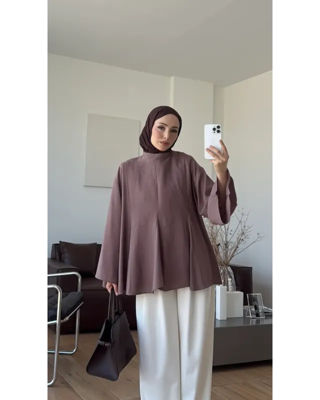 Light Brown Modal Ruffle Blouse