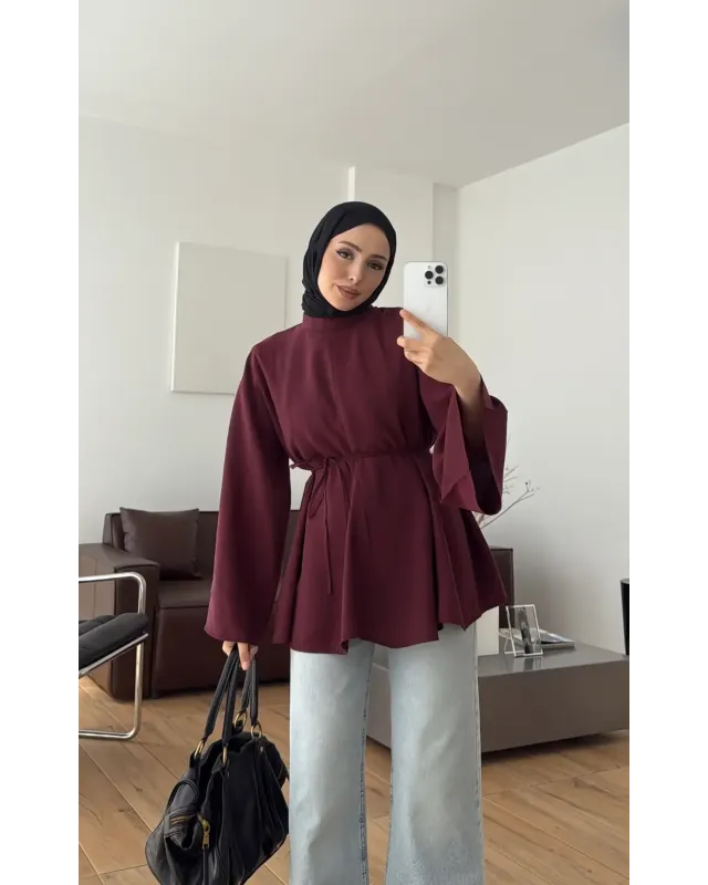 Burgundy  Modal Ruffle Blouse