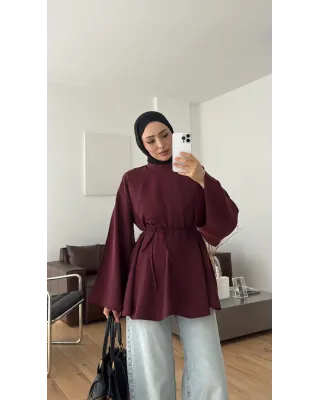 Burgundy  Modal Ruffle Blouse