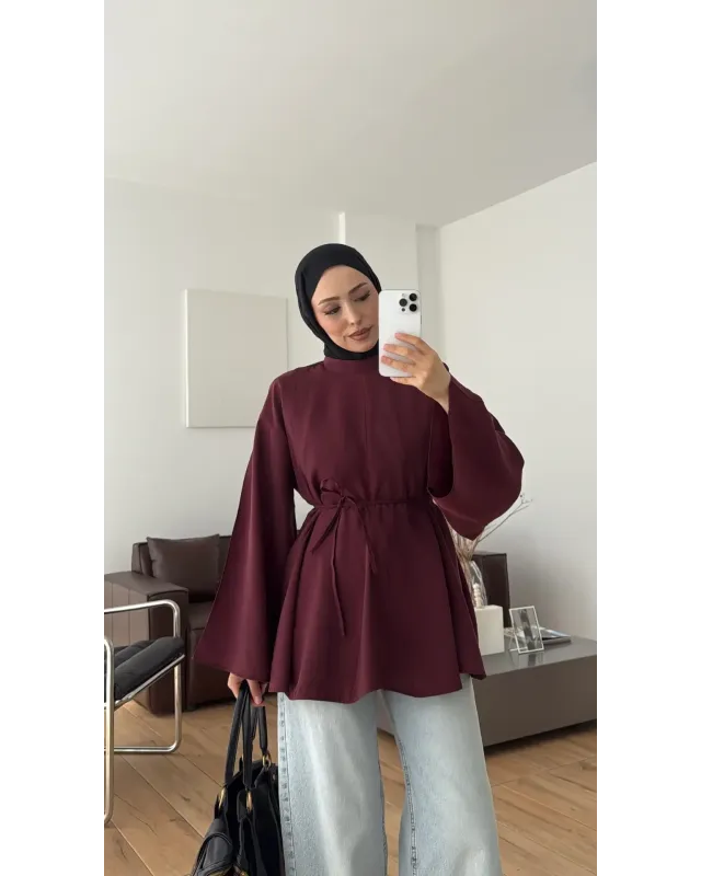 Burgundy  Modal Ruffle Blouse