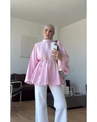 Pink Modal Ruffle Blouse