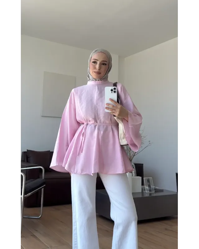 Pink Modal Ruffle Blouse