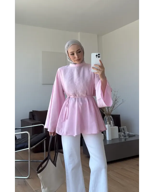 Pink Modal Ruffle Blouse