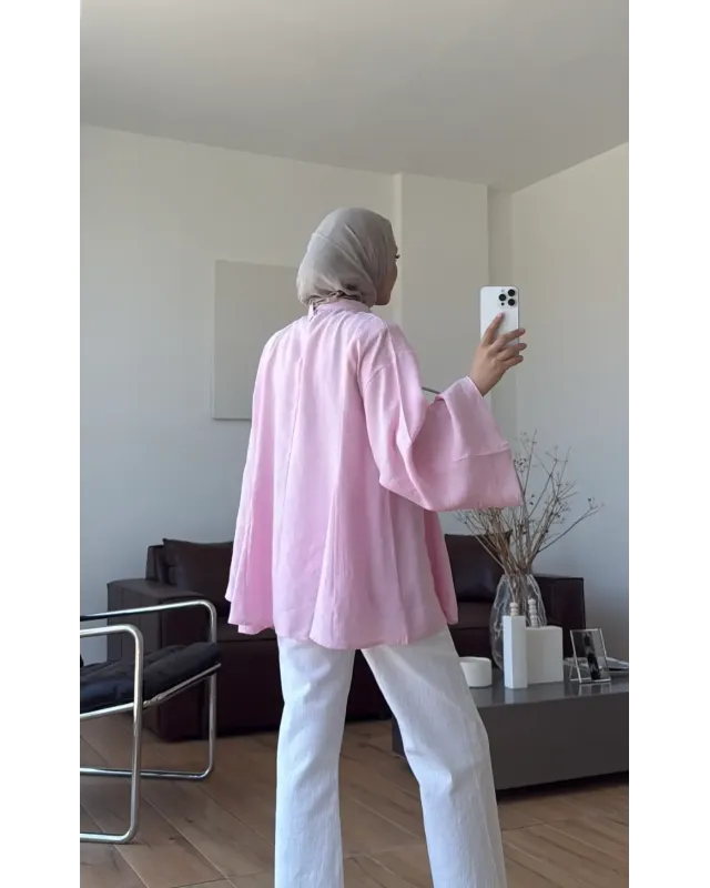 Pink Modal Ruffle Blouse