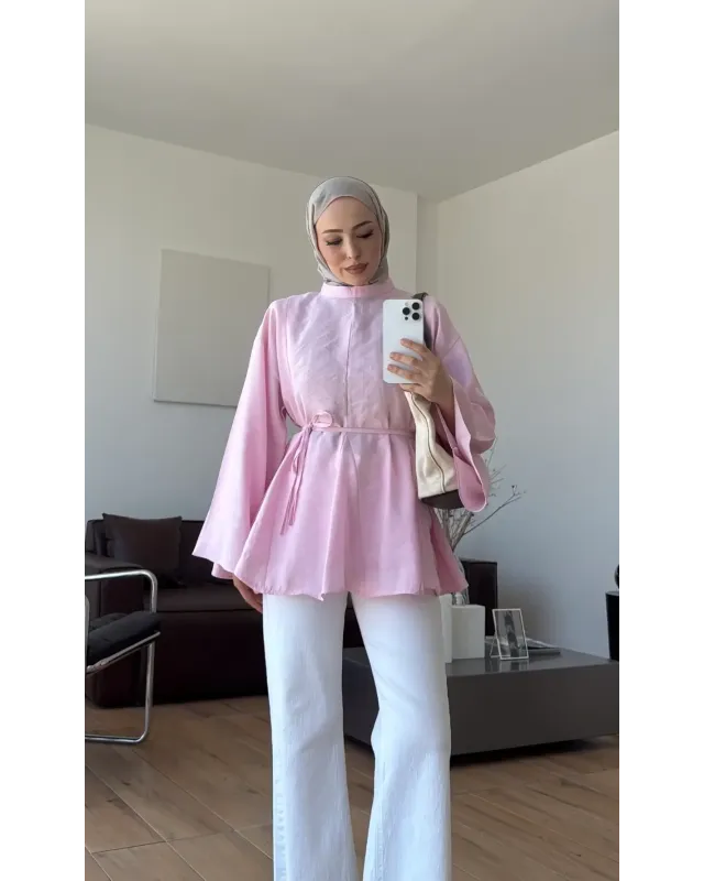 Pink Modal Ruffle Blouse