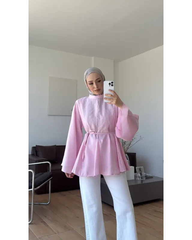 Pink Modal Ruffle Blouse