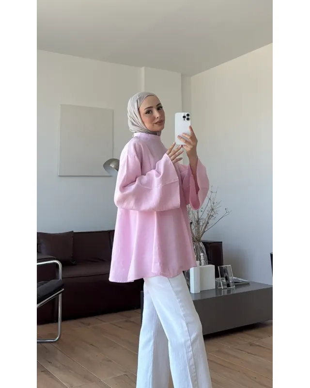 Pink Modal Ruffle Blouse