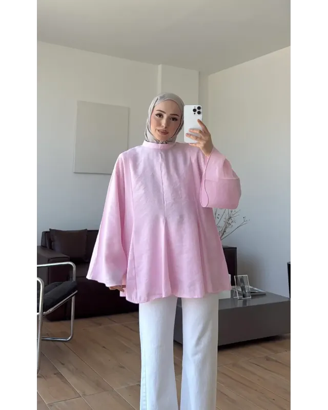 Pink Modal Ruffle Blouse