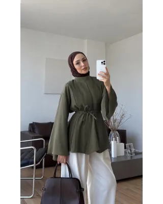 Soft Olive Green Modal Ruffle Blouse