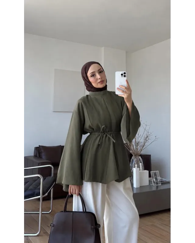 Soft Olive Green Modal Ruffle Blouse