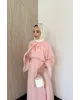 Pink Vual Dress with Tie Neck Detail