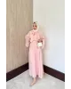 Pink Vual Dress with Tie Neck Detail