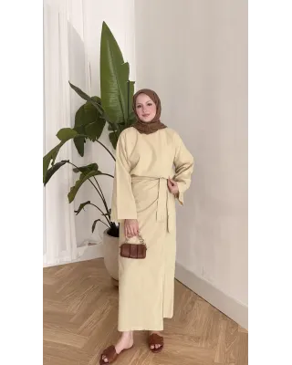 Side-Tied Skirt Set – Butter Yellow