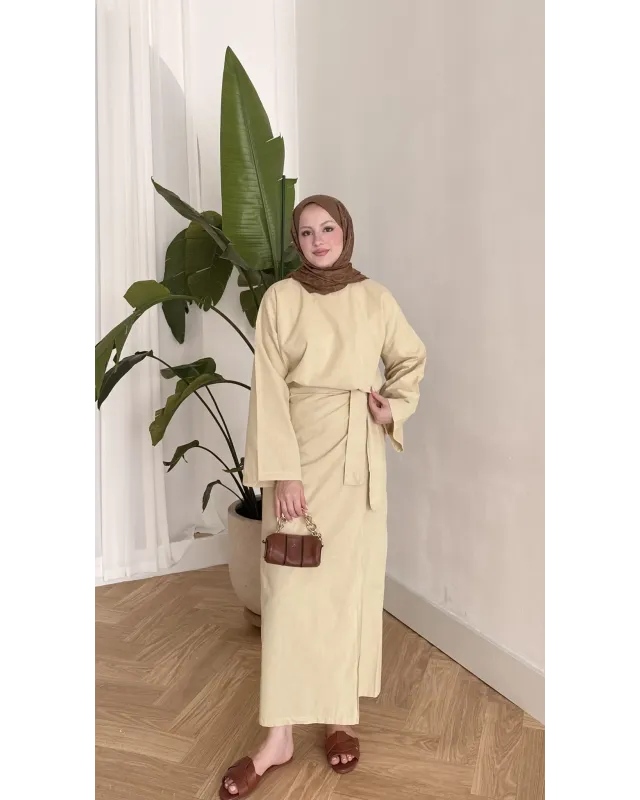 Side-Tied Skirt Set – Butter Yellow
