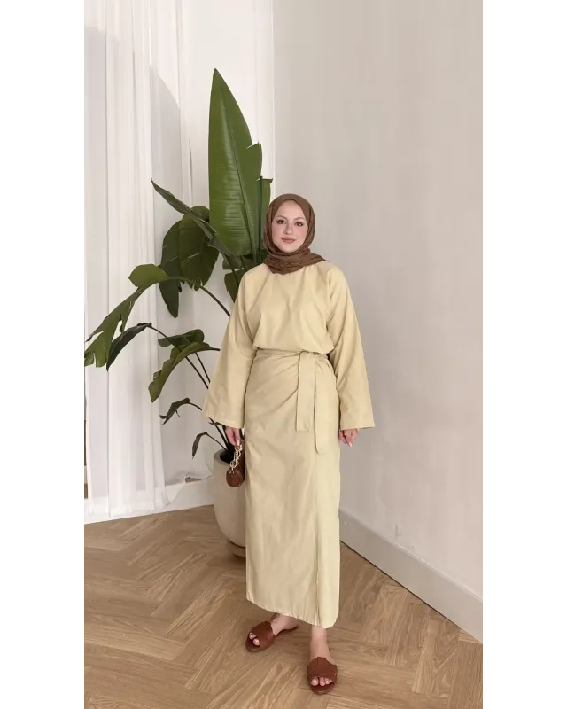 Side-Tied Skirt Set – Butter Yellow