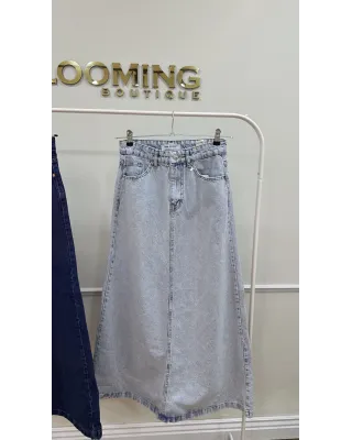 Soft Light Ice Blue Denim Skirt