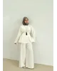 Waist-Detail Pants Set in Linen – Natural Color