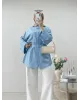 Blue Striped Shirt with Buckle Detail