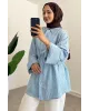 Blue Striped Shirt with Buckle Detail