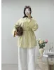Soft Yellow Striped Shirt with Buckle Detail