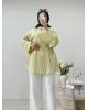 Soft Yellow Striped Shirt with Buckle Detail