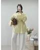 Soft Yellow Striped Shirt with Buckle Detail