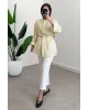 Soft Yellow Striped Shirt with Buckle Detail