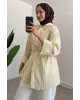 Soft Yellow Striped Shirt with Buckle Detail