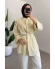 Soft Yellow Striped Shirt with Buckle Detail