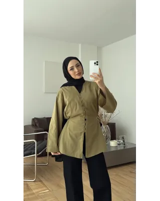 Buttoned Voile Shirt – Olive Green