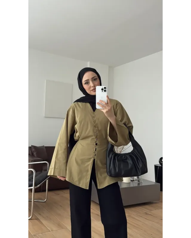 Buttoned Voile Shirt – Olive Green