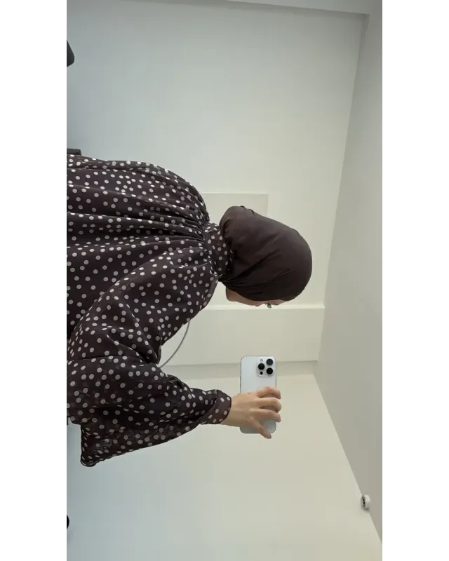 Brown Polka Dot Ruffle Sleeve Shirt