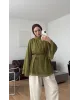 Olive Green  Flowy Chiffon Blouse with belt