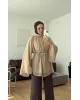 Light Brown Flowy Chiffon Blouse with belt