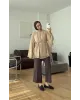 Light Brown Flowy Chiffon Blouse with belt