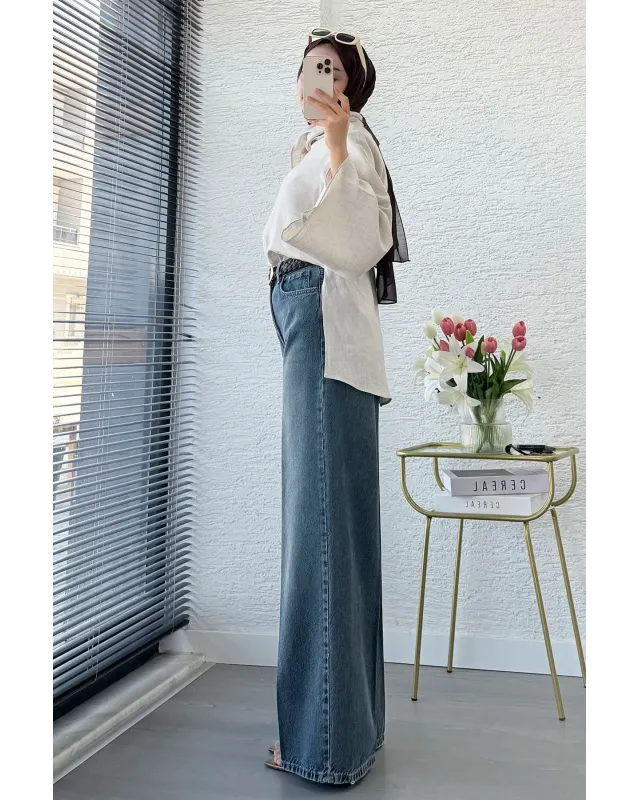 Wide Leg Jeans – Classic Blue Wash code:709