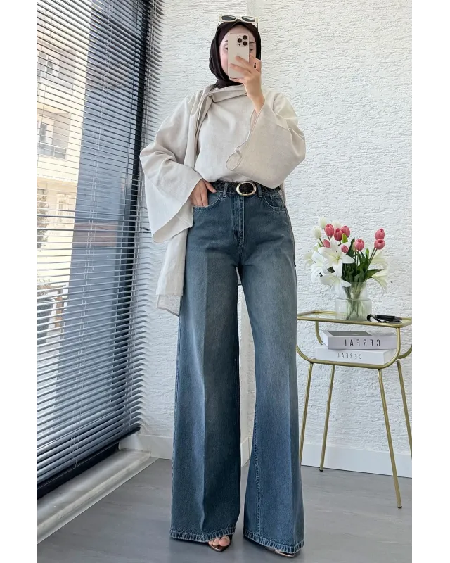 Wide Leg Jeans – Classic Blue Wash code:709