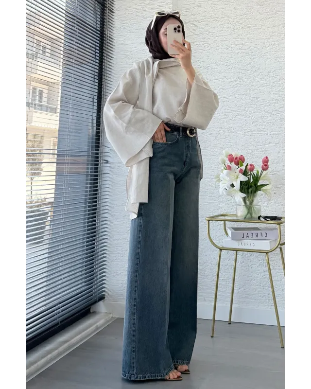 Wide Leg Jeans – Classic Blue Wash code:709