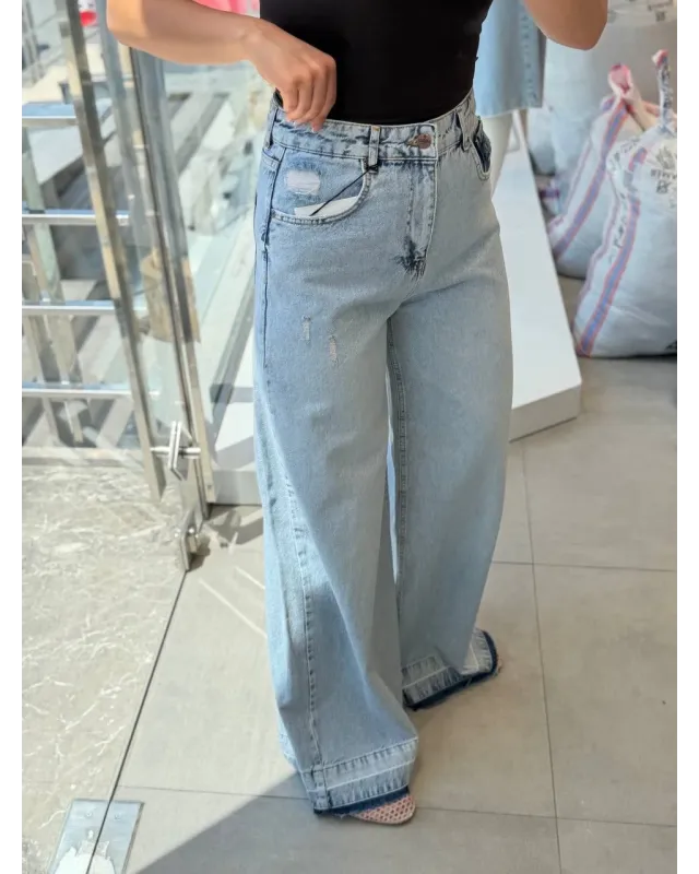 Light Blue Wide Leg Jeans