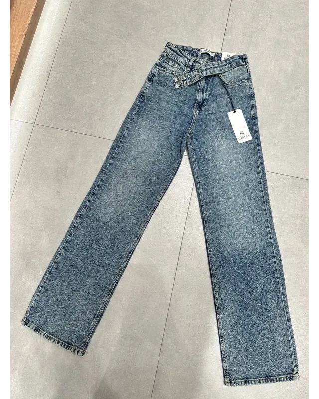 Belted Palazzo Jeans – Light Blue
