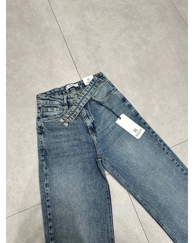 Belted Palazzo Jeans – Light Blue