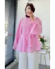 Pink Flowy Sleeve Blouse
