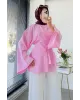 Pink Flowy Sleeve Blouse