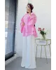 Pink Flowy Sleeve Blouse